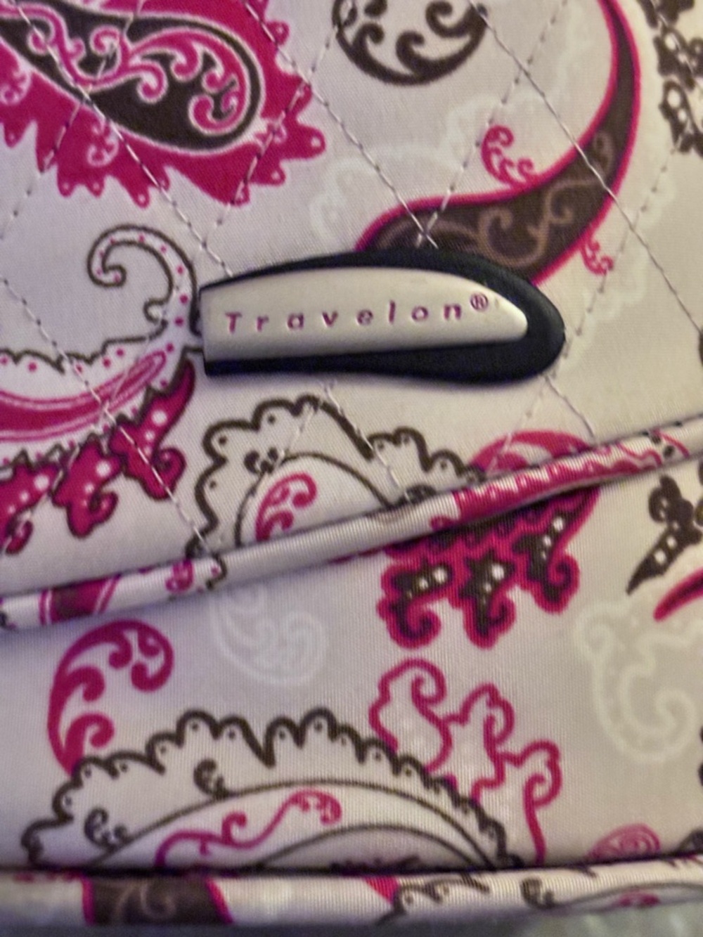 Travelon Pink and Brown Paisley Travel Toiletries Bag with Padded Shoulder Strap - Picture 2 of 11